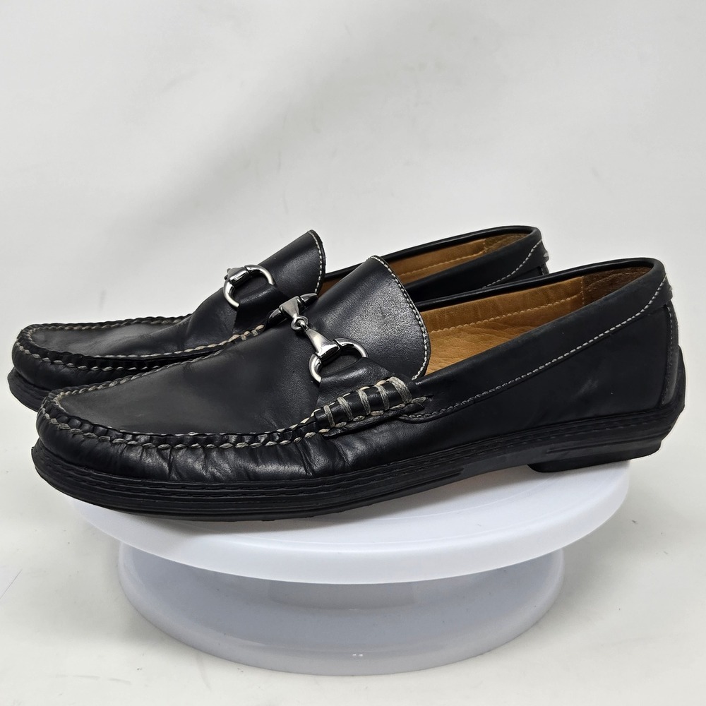 Peter Millar Mens Black Leather Bit Loafers Brazil Driving Shoes MC00F01 10M